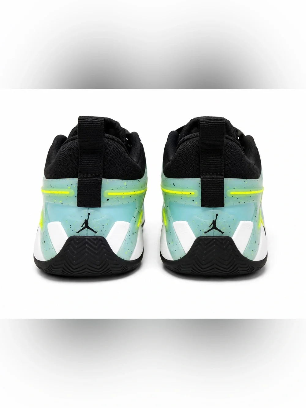 Jordan MENS Blue Lagoon & Black Sneakers with Neon Yellow Accents